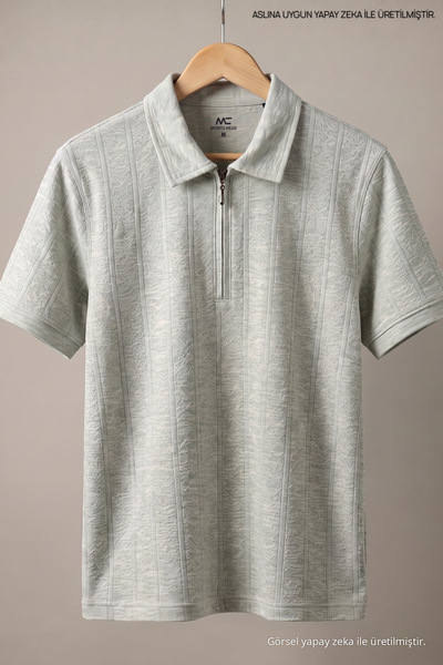Maccali Men's Trend Premium Comfortable Green Linen Polo Collar T-Shirt