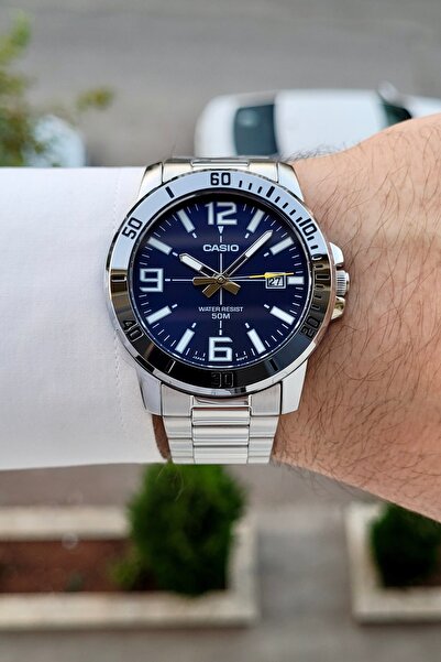 Casio Dial in Navy Blue, Strap in Metallic Color, 2 Years Warranty, 5 Atm Men...