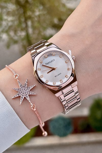 Ferrucci Pink Color Adjustable Cord Women's Wrist Watch and Bracelet