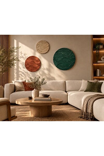 Studio Room by Bahar Tire Dekoratif Rölyef Tablo - 50 cm - Orman Yeşili | Wav...
