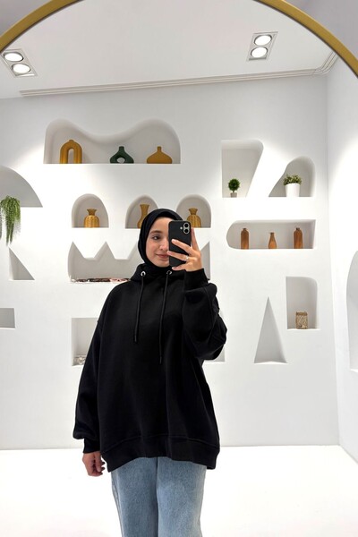 Gülşah collection oversized με κουκούλα Φούτερ - Μαύρο