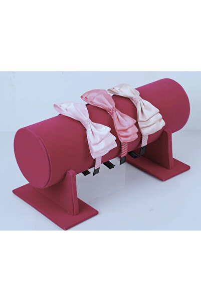 MeGass Dekor Medium Size Suede Fabric Pink Color 40 cm Pedestal Crown Stand