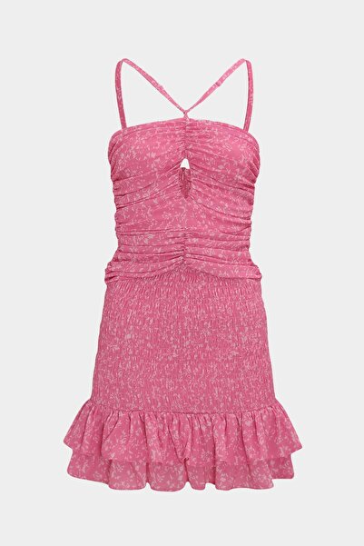 Açelya Okcu Eteği Gipeli Büzgü Detaylı Slim Fit Kadın Mini Elbise