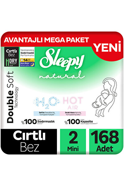 Sleepy Natural Double Soft Avantajlı Mega Paket Bebek Bezi 2 Numara Mini 168 ...