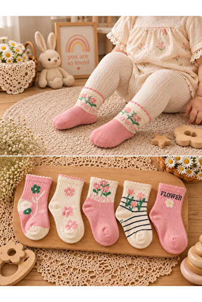 Pico Baby Bebek & Çocuk Premium Renkli Desenli Pamuklu Soket Çorap / 5 Çift /...
