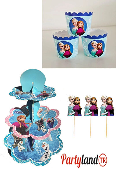 PartylandTR Frozen Karlar Ülkesi Elsa Cupcake Seti (stant+kürdan+cup)