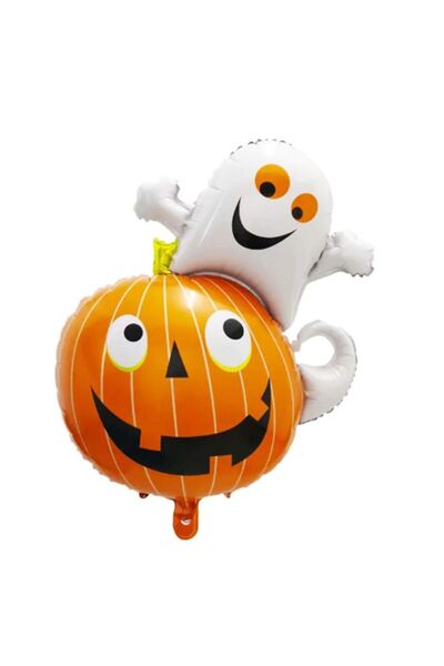 partidolu Halloween Kabak Üzeri Hayalet Şeklinde Folyo Balon 80 x 64 cm 2230