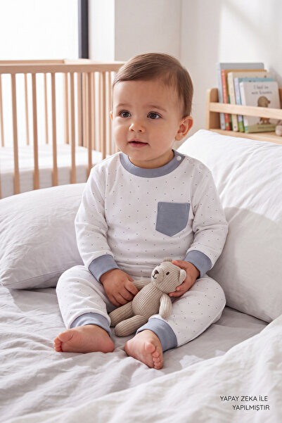 VAUVA Kız Erkek Pijama Baskılı Cep Detaylı Uzun Kollu Pijama Takımı