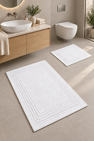 Cotton Crafty Pamuk Dokuma, Su Emici, Banyo Paspas Seti, Banyo Halısı Vera 2'...