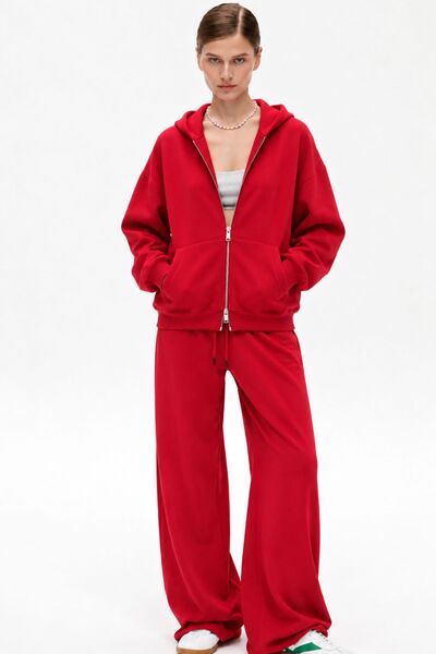 The Champ Clothing Women's Oversize Tracksuit Set Zip Red – Zippered, Hooded,...
