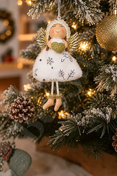 BeySüS Christmas Snow Angel with Gold Heart Pattern 13 cm