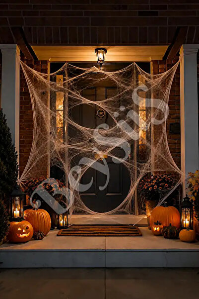 BeySüS Halloween Cadılar Bayramı Beyaz Renk Örümcek Ağı Seti