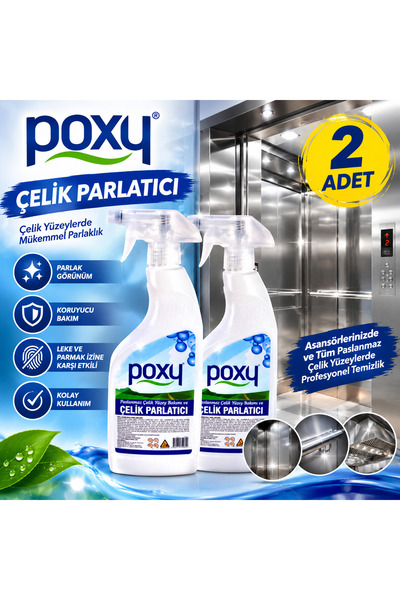 Poxy Çelik Parlatıcı 500 ml 2 Adt Asansör Temizleyici Paslanmaz Çelik Ve Krom...