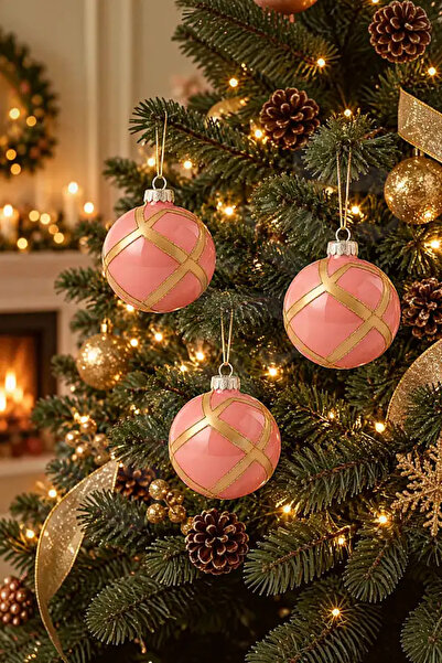 BeySüS Christmas Pine Tree Ornament Shiny Special Gold Striped Holiday Cici B...