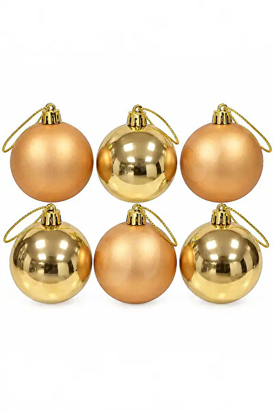 BeySüS Yılbaşı Ağacı Süsü Şampanya Cici Top 6lı 6 cm