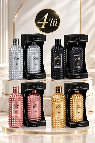 Eti Boutıqua Silver Black Bronze Gold Cam Şişe Butik Parfüm Kolonya 4 Lü 300m...