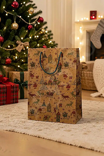BeySüS New Year's Kraft Bags with Drawstring, Pack of 2
