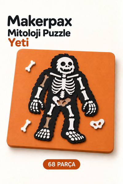 Makerpax Minipax Yeti Korkunç Kar Adamı 68 Parça Bul-Tak Puzzle 3+ Yaş Eğitic...