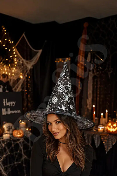 BeySüS Halloween Cadılar Bayramı Şapka Şeffaf Gümüş
