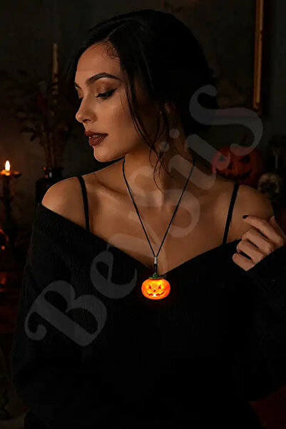 BeySüS Halloween Işıklı Bal Kabağı Kolye