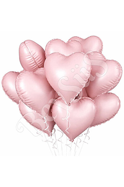 BeySüS Soft Pembe Retro Kalp Folyo Balon 18 Inç 5 Adet
