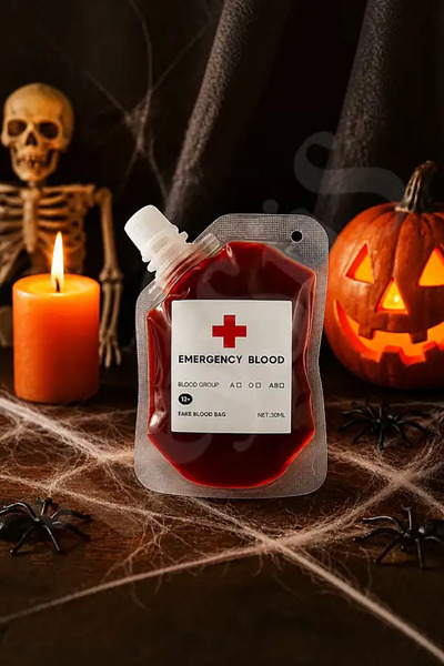 BeySüS Cadılar Bayramı Halloween Yapay Kan Acil Kan Torbası 30 ml