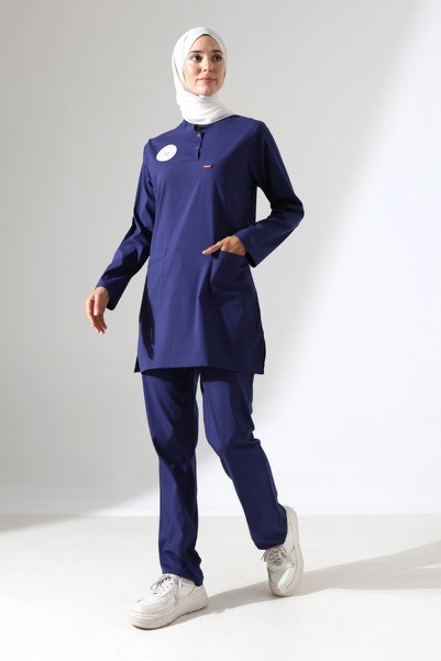 Bilenn Tekstil SOFT LİKRALI TESETTÜR FORMA TAKIM İKİ ÇITÇIT PATROIT BLUE