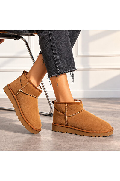 No 35 Women's Mini Taba Suede Ankle Boots With Feather Inside
