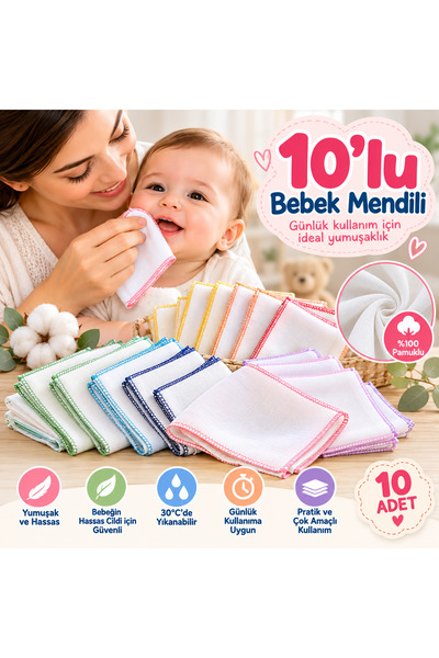 Sozzy Ağız Mendili Pamuklu Yumuşak 10 ADET