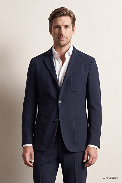 D'S Damat Ds Damat Comfort Lacivert Gofre Desenli Takim Elbise