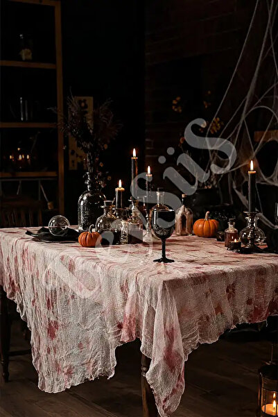 BeySüS Halloween Bloody Table and Wall Decor Coverlet White