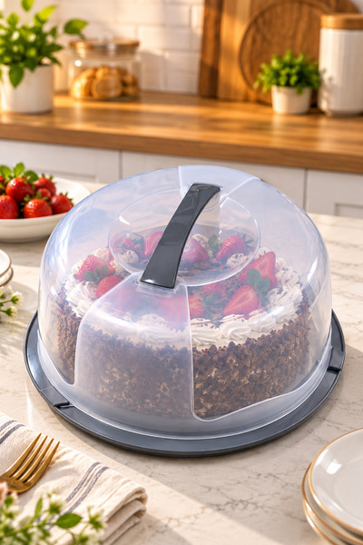 Sunplast 30 cm Yuvarlak Kek, Pasta, Börek Taşıma Piknik İçin Kutusu, Geçmeli ...