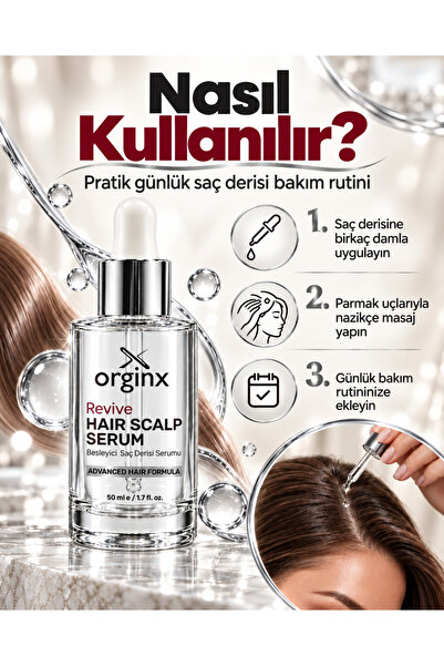 Orginx Revive Hızlı Saç Uzatan & Dökülme Karşıtı Güçlendirici Saç Bakım Serumu 50 ml – Redensyl, Biotin & Kafein