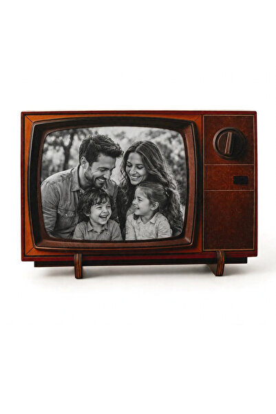 Kutup Yıldızı Tasarım Atölyesi Kişiye Özel Retro TV Tasarımlı Ahşap Fotoğraf ...