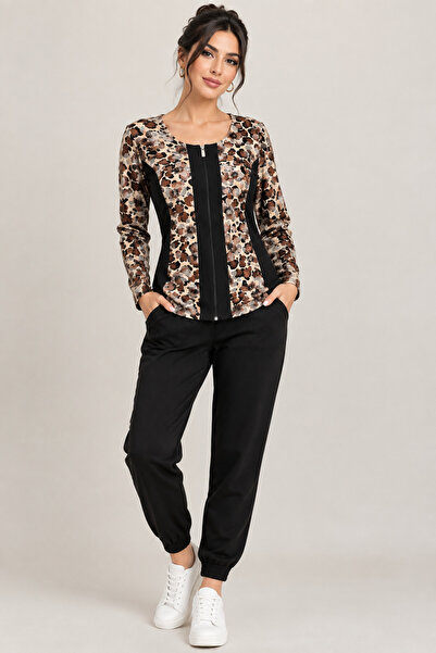 trendbysena Long Sleeve Combed Cotton Blouse with Front Zipper