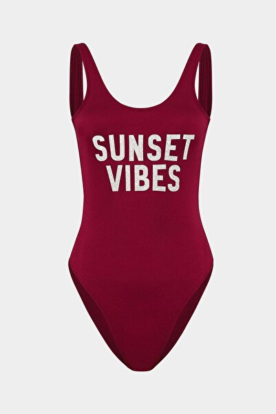 Açelya Okcu SUNSET VİBES Sloganlı Push Up Mayo
