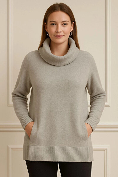 citycenterfashion Kadın Degaje Yaka Cepli Triko Kazak Cty-cnd-11369