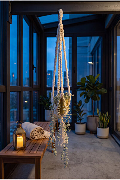 Love Macrame El Yapımı Makrome Bitki Askısı | Bohem Lüks Saksı Askılığı | Dek...