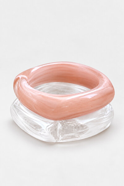 SOLÉORA COAST Premium Reçine Bangle Bileklik Seti – İnci Beyaz & Pudra