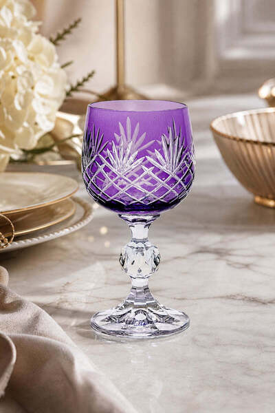 Kristal Market Bohemia Kristal Püskül Desenli Kristal Ayaklı Kahve Yanı Su Lü...
