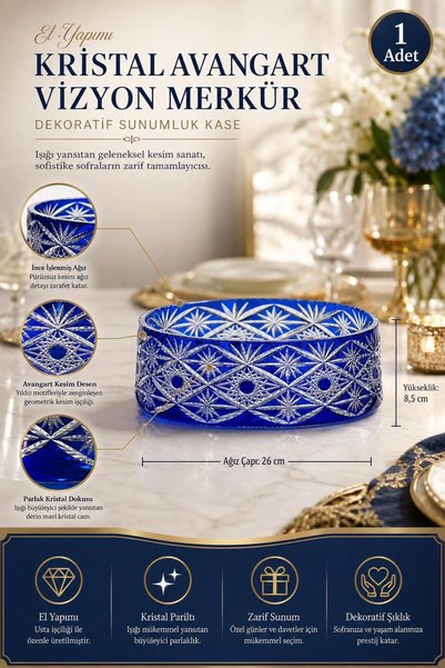 Kristal Market Handmade Crystal Avant-Garde Vision Mercury Decorative Presentation Bowl