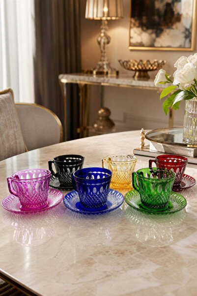 Kristal Market Colorful Patterned Coffee Nescafe Set