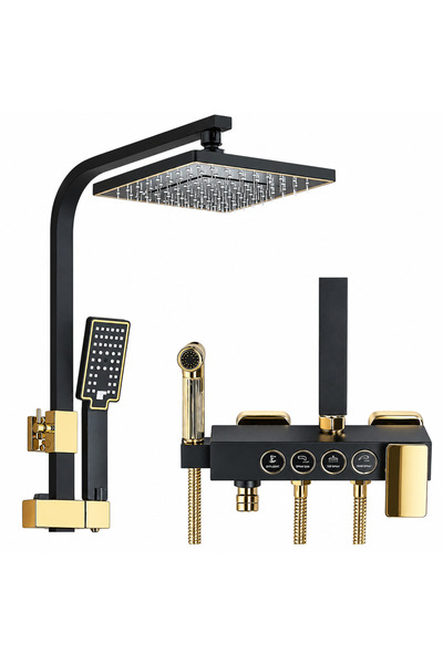 BisDesign Bathroom Shower Column Button Operation Height Adjustable Basket Bl...