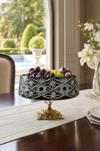 Kristal Market Handmade Crystal Avant-Garde Vision Mercury Decorative Presentation Bowl with Stand