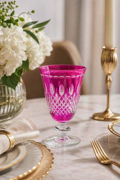 Kristal Market Royal RENKLİ LÜKS AYAKLI Su Meşrubat Bardağı 280ml