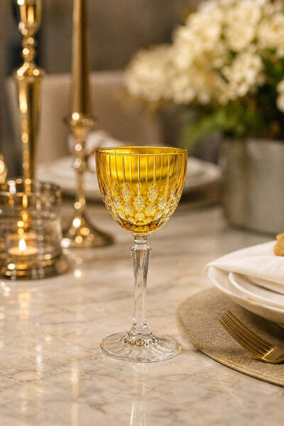 Kristal Market Handmade Drop Cut Crystal Stemmed Goblet 165Cc