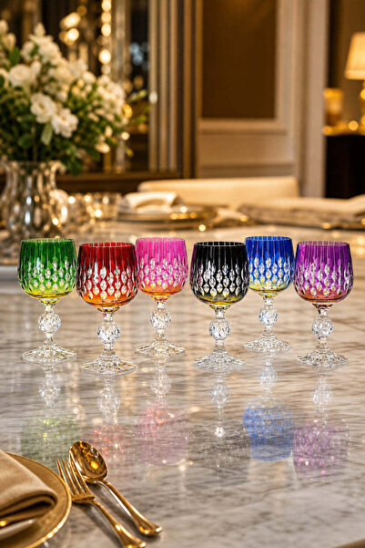 Kristal Market Handmade Bohemia Crystal Neon Drop Coffee Side Water Glass