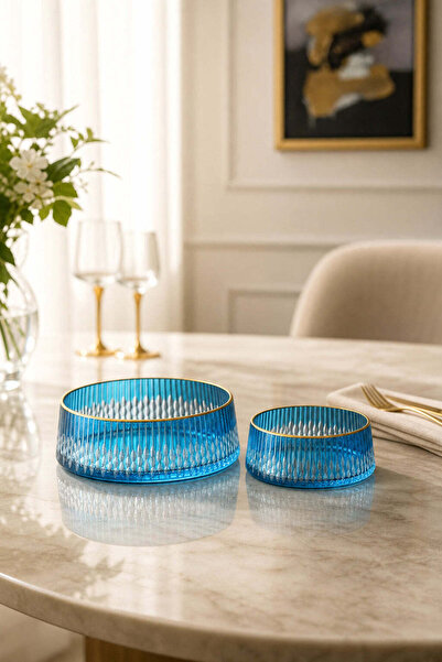 Kristal Market Cutting Crystal Decor Gold Detail 2-Piece Tableware Bowl