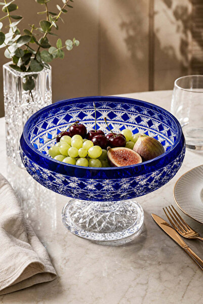 Kristal Market Handmade Crystal Patterned Amethist 28cm Tableware Presentatio...