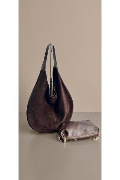 My Easy Shop Γυναικεία τσάντα MesBag από γνήσιο δέρμα σουέτ με τσάντα για κου...